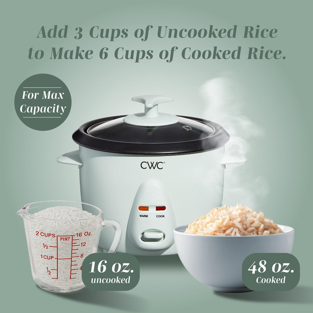 COOK WITH COLOR 6 Cup Rice Cooker 300W - Effortless Cooking and Perfectly, Cooks 3 Cups of Raw Rice for 6 Cups of Cooked Rice, Floral Blue