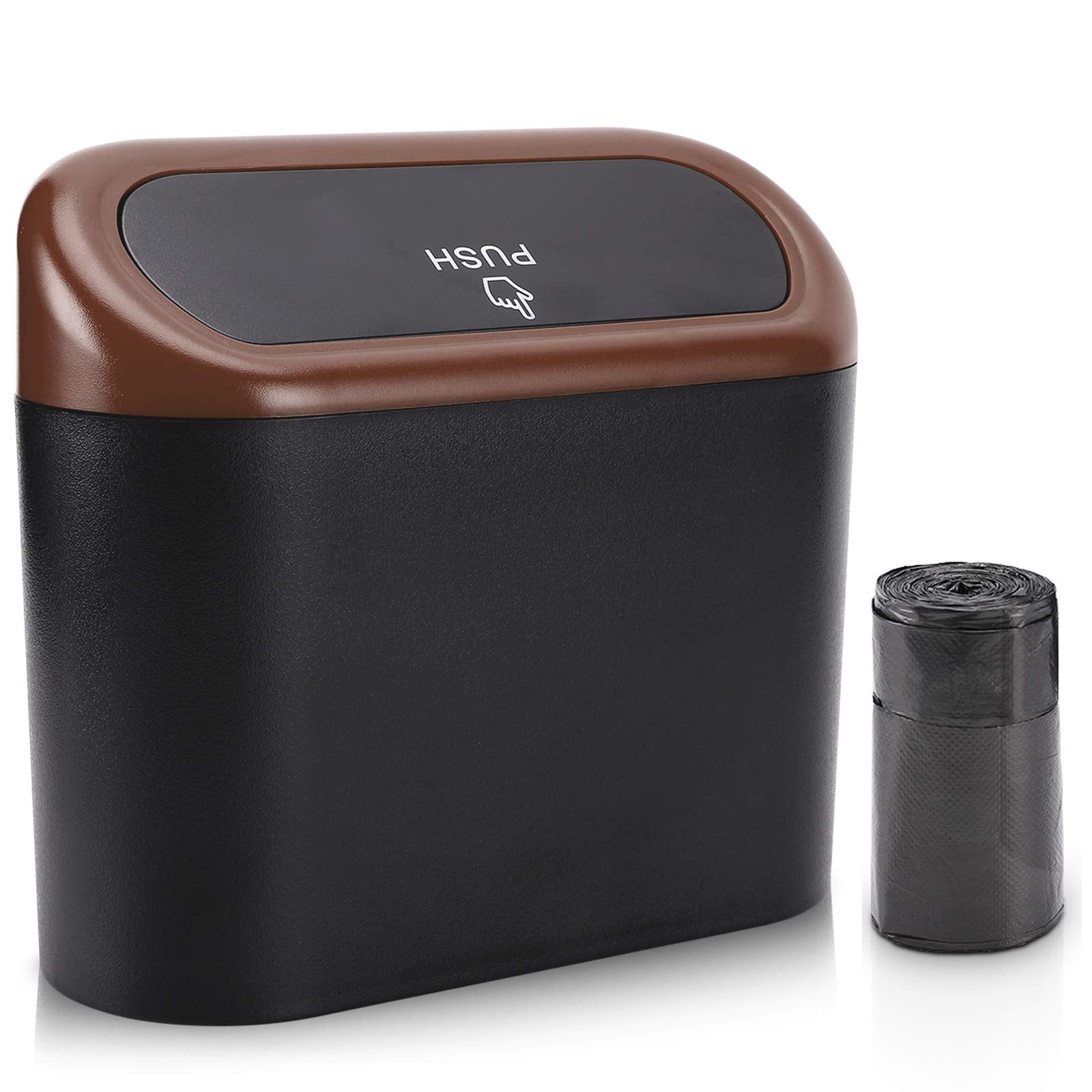 Accmor Car Trash Can with Lid, Mini Auto Dustbin Garbage Organizer with 30 Pcs Plastic Trash Bag, Automotive Garbage Container Bin for Vehicle, Home, Office