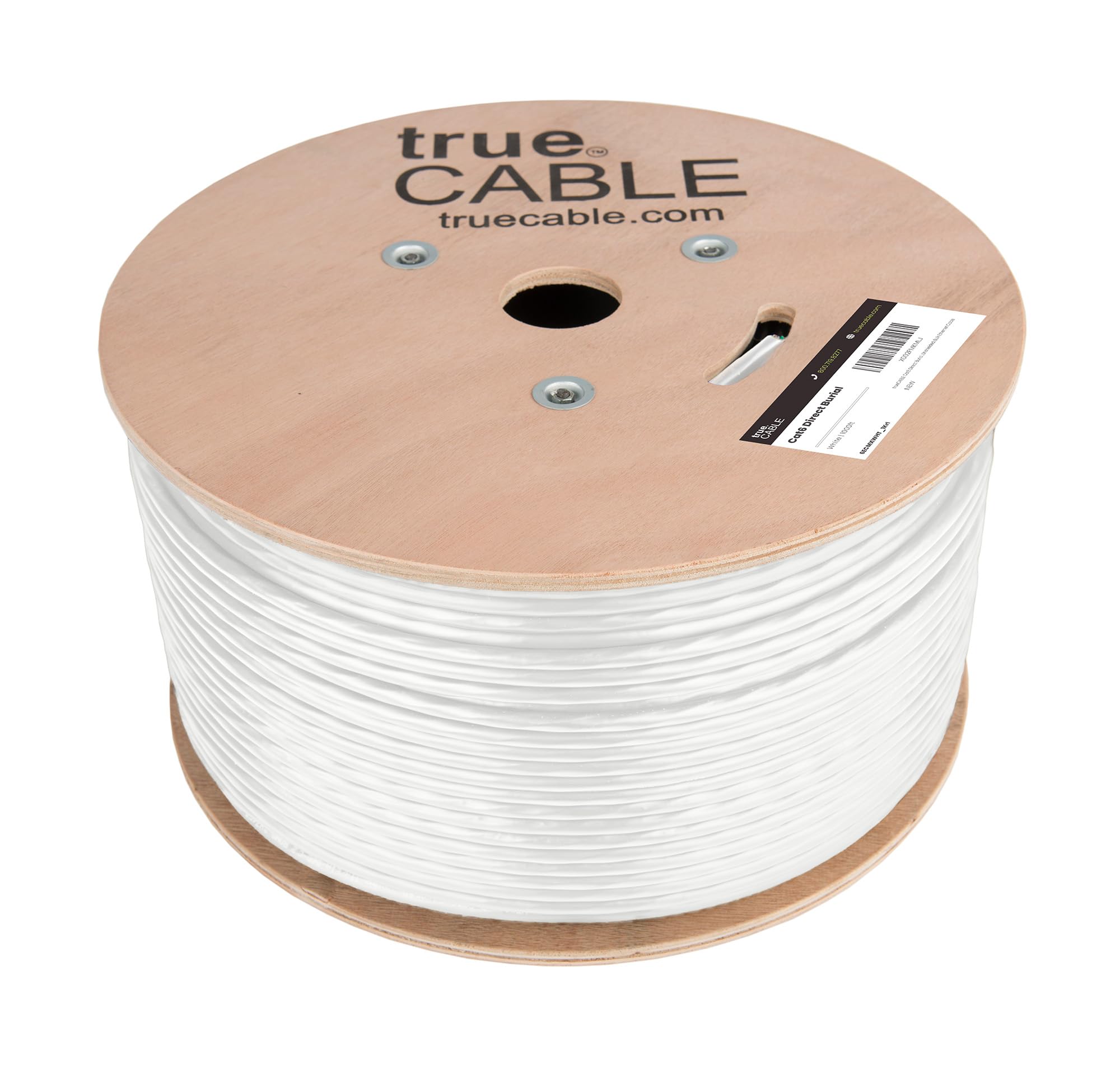 TRUE CABLE Cat6 Direct Burial Outdoor Bulk Ethernet Cable, Shielded F/UTP, 500ft, Brown, 23AWG Solid Bare Copper, Heavy Duty Outdoor, OSP Jacket, Waterproof, UV, 550MHz, PoE++ 100W (4PPoE)