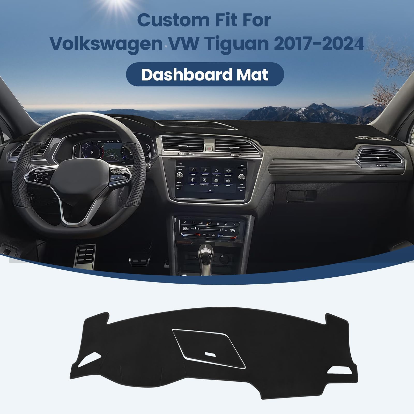 Dashboard Cover Mat Custom Fit for Mazda3 Hatchback, Sedan 2019-2024 2025 2026 (Without HUD) Dash Cover Nonslip Dash Mat Protector Sunshade No Glare Black