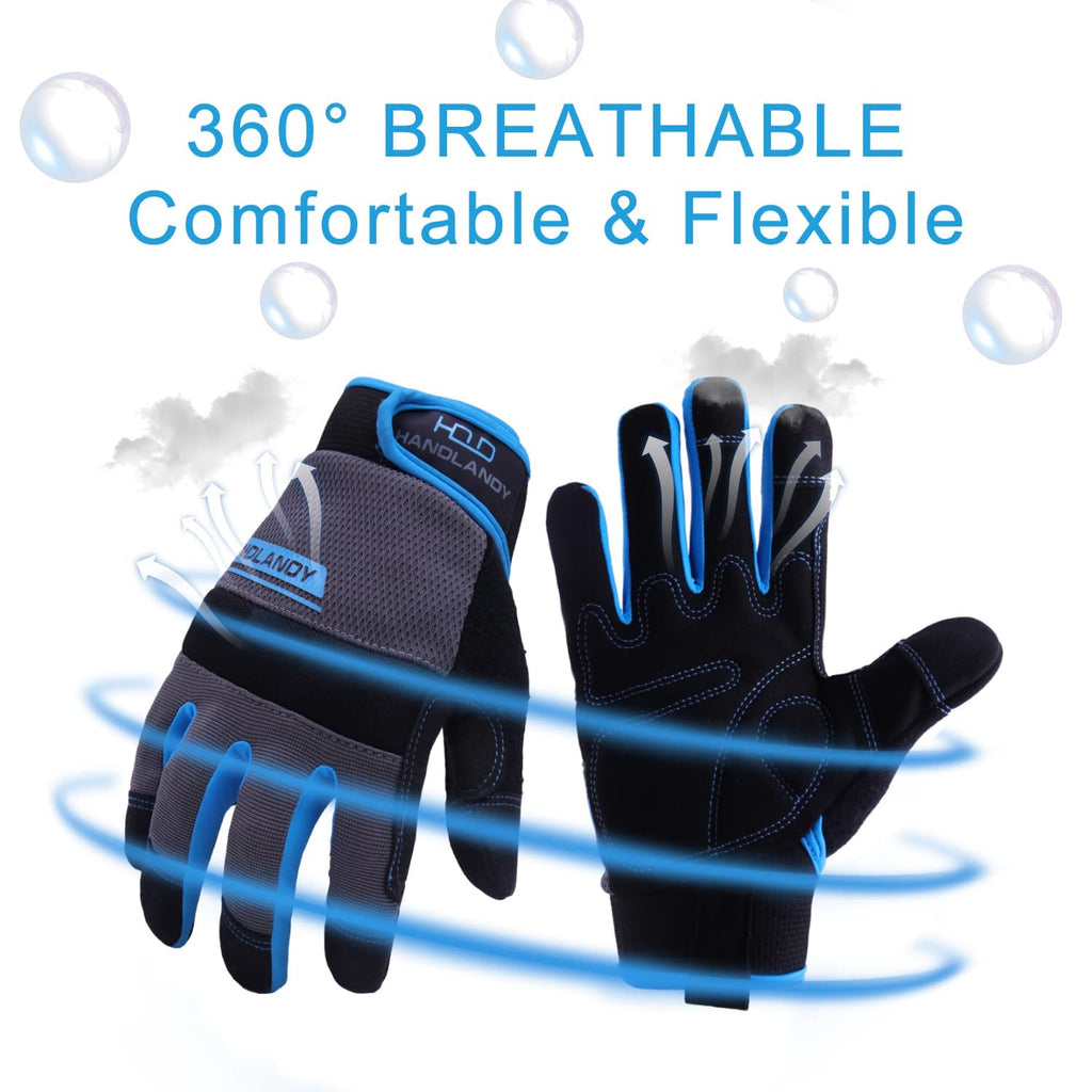 AIGEVTURE Safety Work Gloves Mens & Women, Light Duty Mechanic Gloves Touch Screen, Gardening Work Gloves with Grip,High Dexterity
