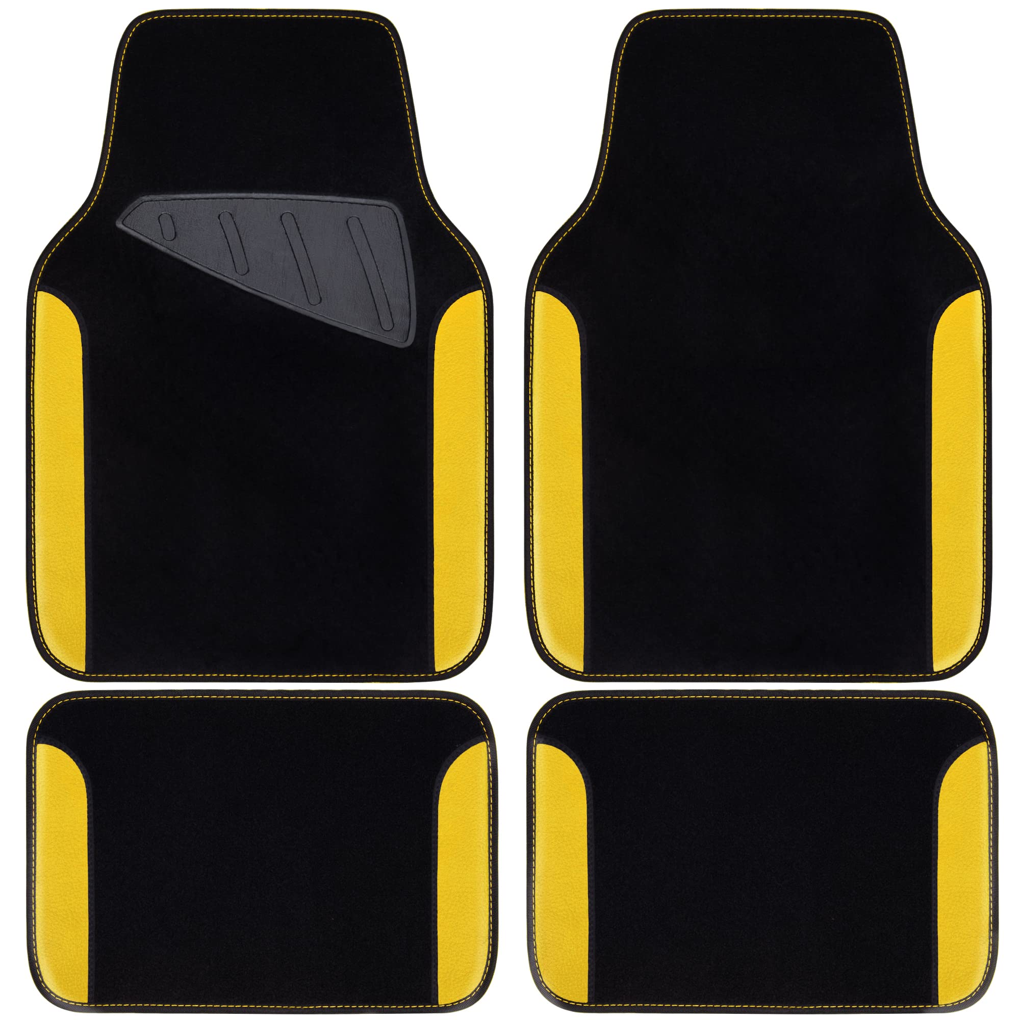 CAR PASS Beige Leather & Waterproof Car Carpet Floor Mats, Universal Car Mats Fit for SUV,Vans,sedans, Trucks,Set of 4pcs Car Carpet with Anti-Slip nibbs Driver Heel Pad (All Beige)