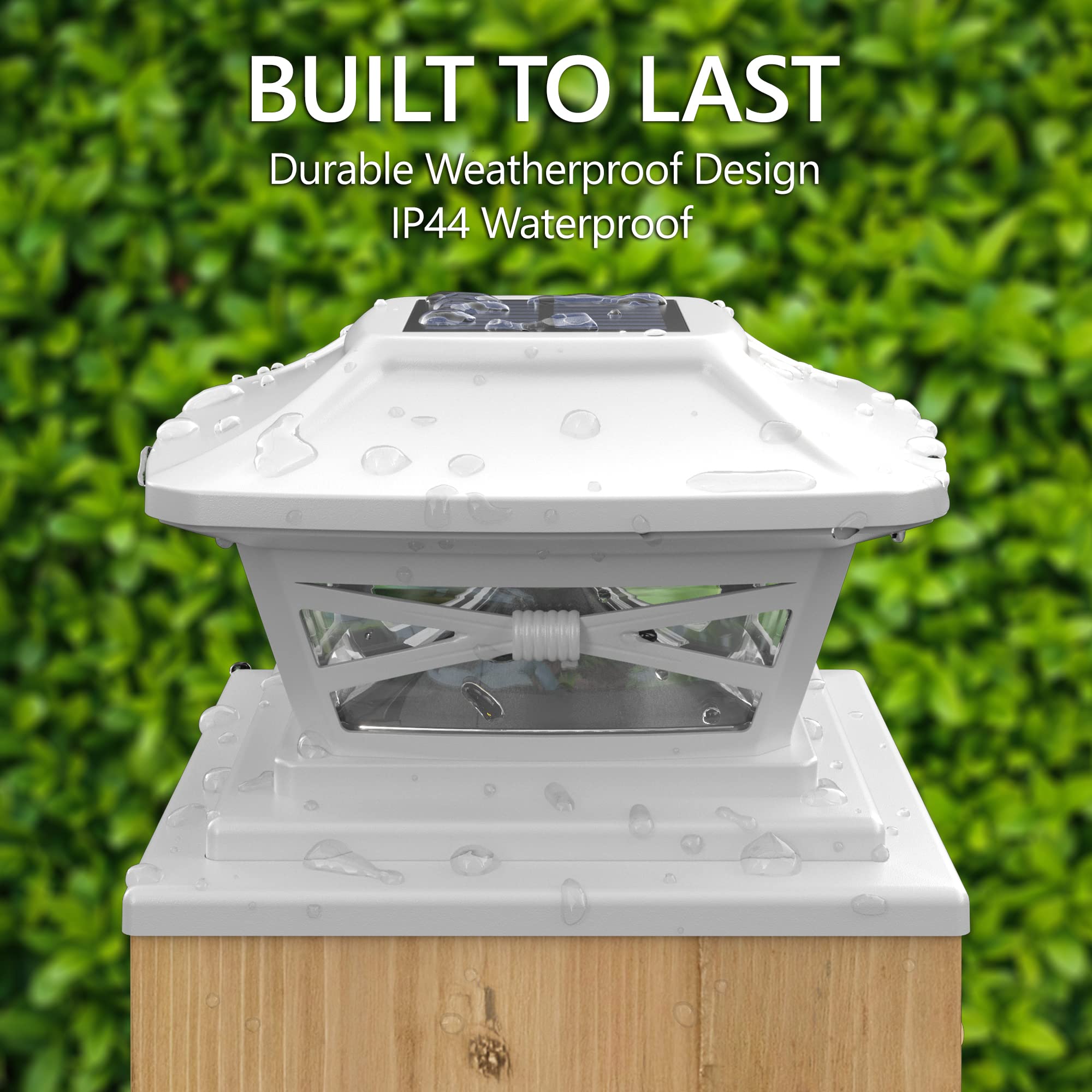 Davinci Lighting Renaissance Solar Outdoor Post Cap Lights - Includes Bases for 4x4 5x5 6x6 Posts - Bright LED Light - Pearl White (1 Pack)