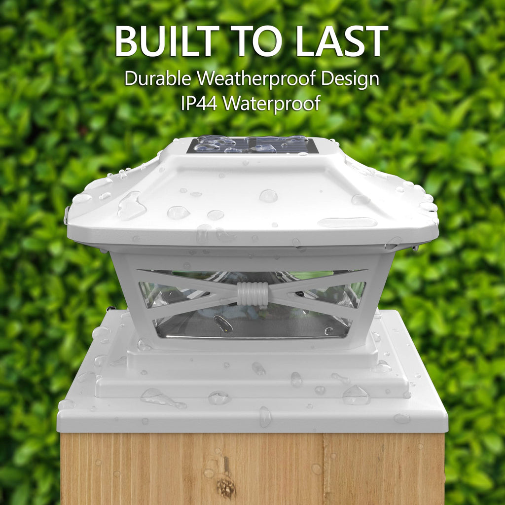 Davinci Lighting Renaissance Solar Outdoor Post Cap Lights - Includes Bases for 4x4 5x5 6x6 Posts - Bright LED Light - Pearl White (1 Pack)