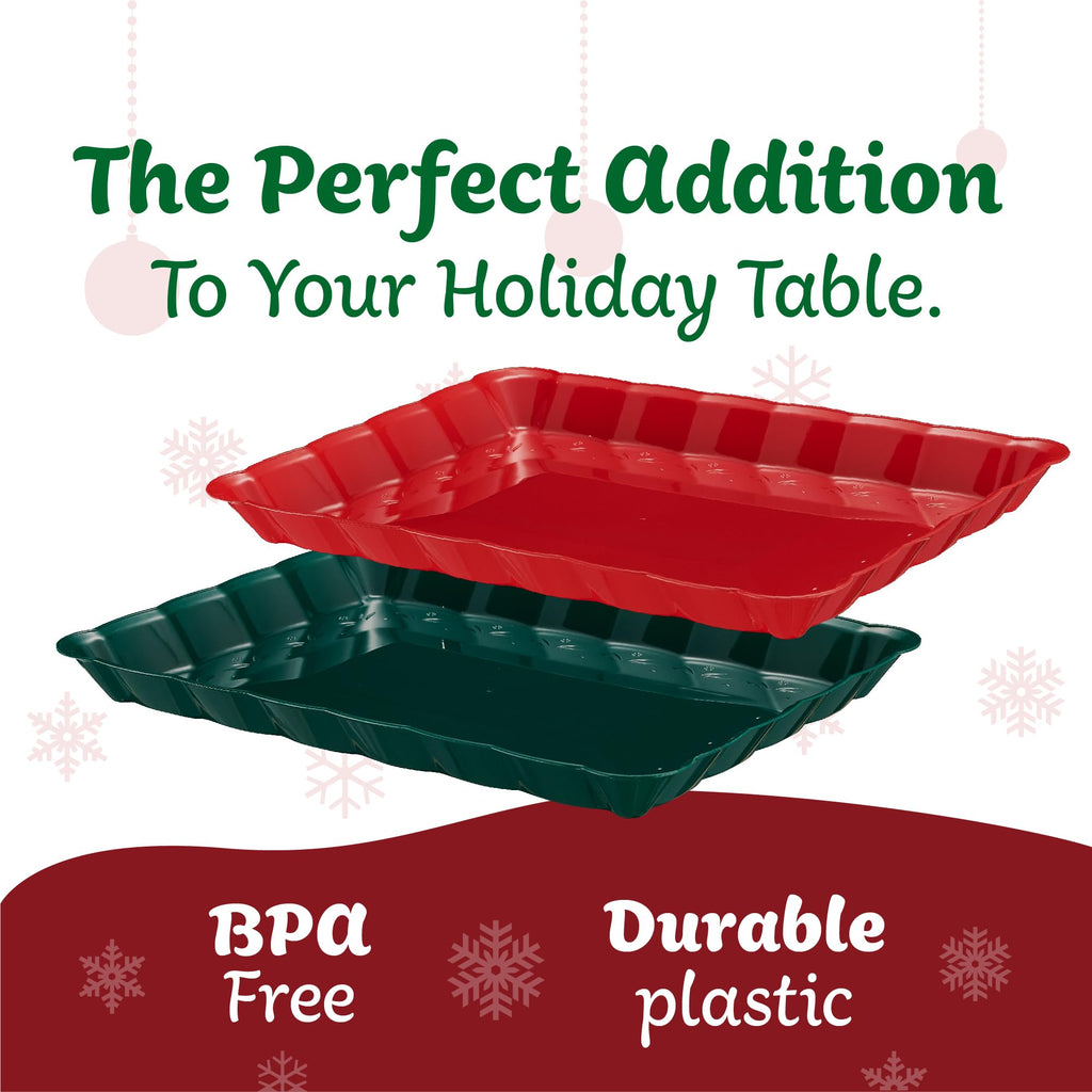 Plasticpro Plastic Serving Trays - Serving Platters Rectangle 9X13 Disposable Party Dish 4 Black Trays