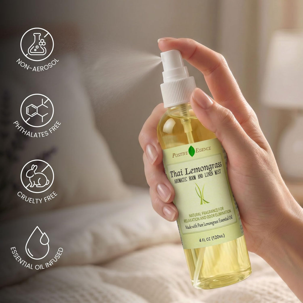 Linen and Room Spray Gift Set, (Lavender, Lemongrass, Rose, & Peppermint), Natural Air Freshener Made with Pure Essential Oils & Minimal Ingredients, Perfect Bathroom Spray or Room Mist, 4-Pack