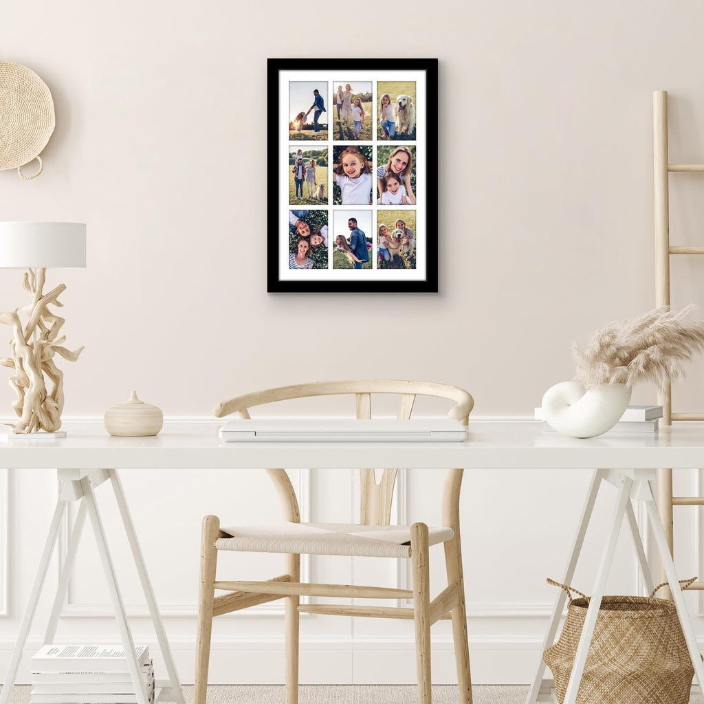 Americanflat 4x6 Double Picture Frame with Shatter-Resistant Glass - Fits Two 4x6 Photos or use as One 6x14 Frame - Signature Collection - Collage Frames for Tabletop and Wall Display - Black