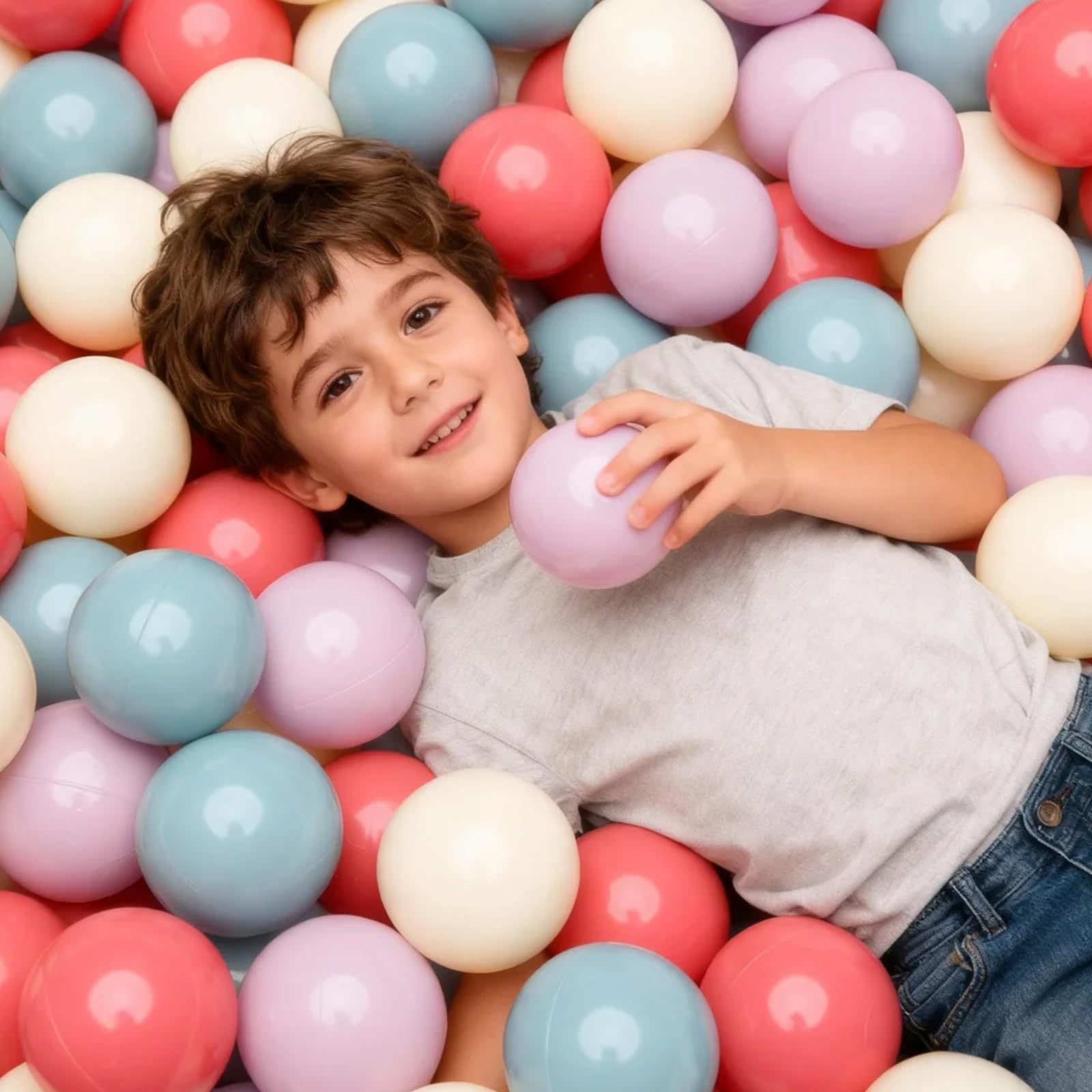 GOGOSO Ball Pit Balls for Toddler, Baby Plastic Playballs Kids Soft Pastel Pelotas Non-Toxic BPA-Free,Mix Color,100 Balls
