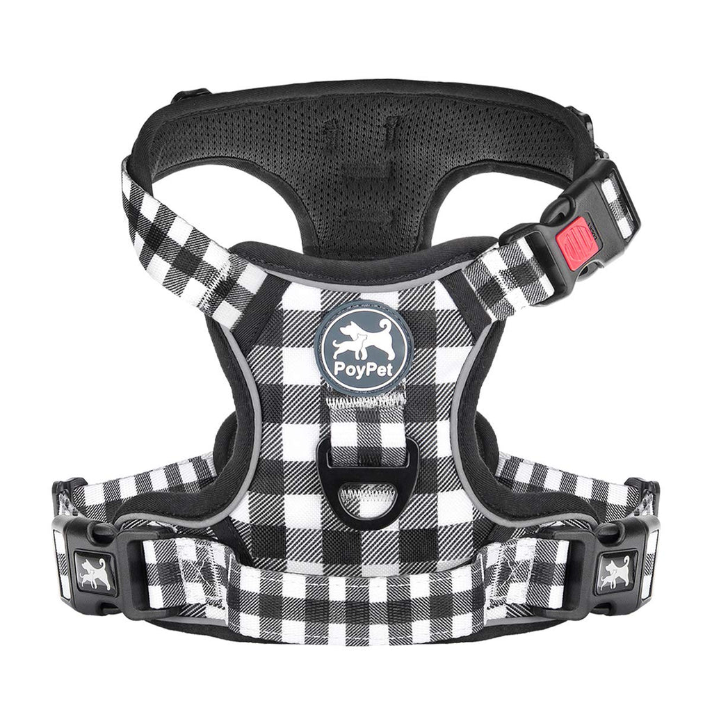 PoyPet No Pull Dog Harness, No Choke Front Lead Dog Reflective Harness, Adjustable Soft Padded Pet Vest with Easy Control Handle for Small to Large Dogs(Black,XS)