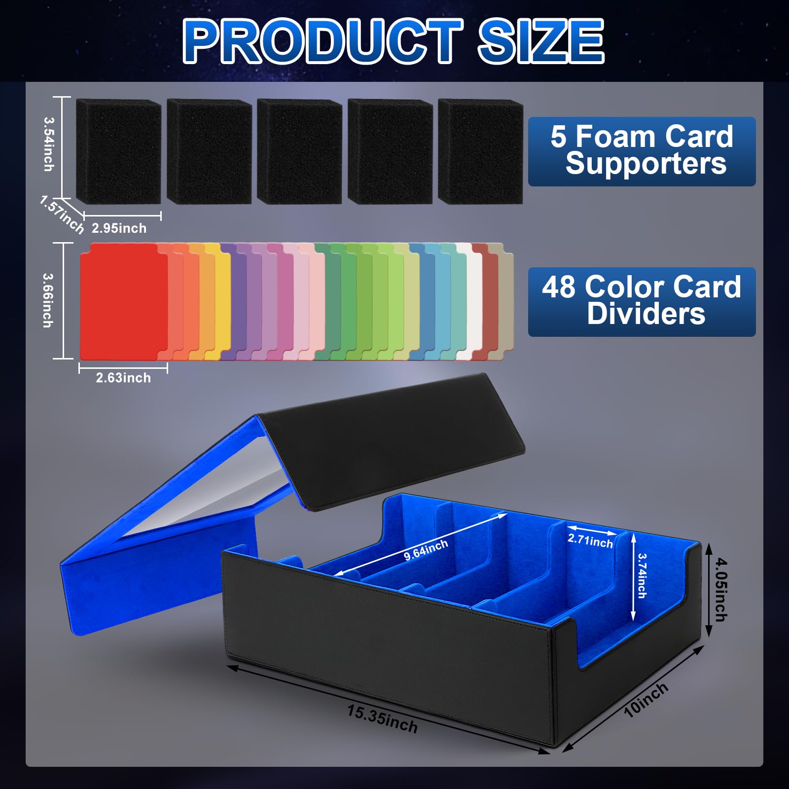 AOBOPLE Trading Card Storage Box,3200+ Card Box Storage with 24 Dividers and 4 Foam Supporters PU Leather Magnetic Cards Deck Case for MTG TCG Magic and Sport Cards,Great Gift for Card Collectors