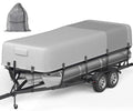 5-Ply 1600D+1200D Pontoon Boat Cover - Fully Waterproof & Ultra-Durable Tear-Resistant, with Large Storage Bag & Reinforced Windproof Straps (Fits 17'-20' Length,102" Width)