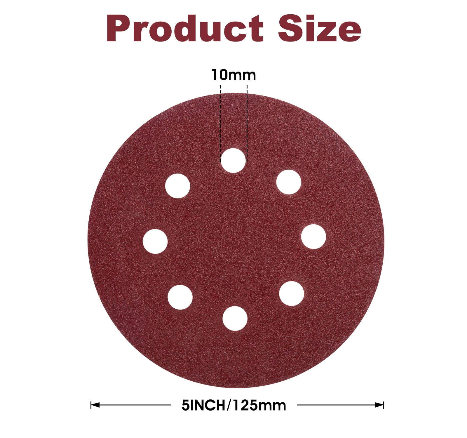 S SATC 72 PCS 5 Inch 8 Hole Hook and Loop Adhesive Sanding Discs Sandpaper for Random Orbital Sander 40 60 80 120 180 240 320 Grits