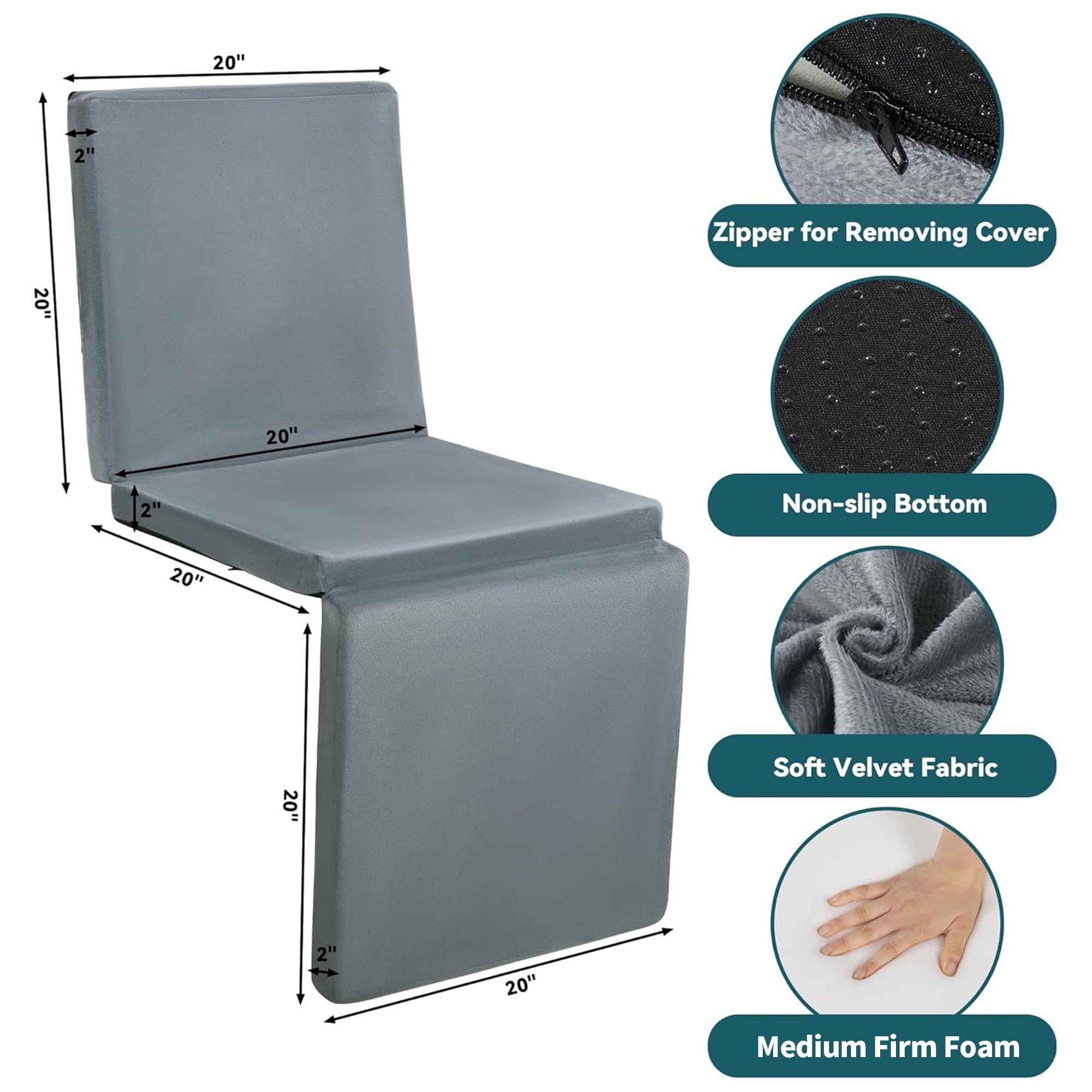 HOMBYS 3-in-1 Recliner Seat Cushion with Lumbar Support Pillow & Footrest, Multi-Functional Adjustable Height 2" to 6" for You to Choose, Non-Slip Foam Chair Cushion for Elderly, Black