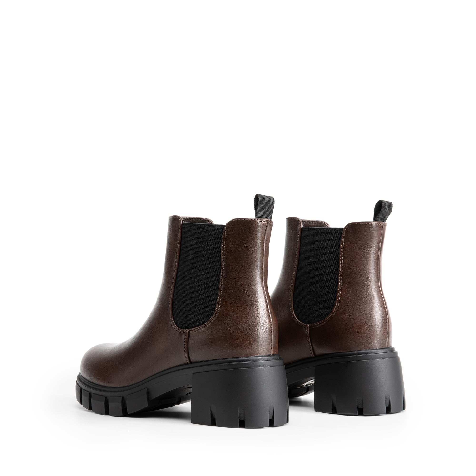 DREAM PAIRS Women's Elastic Chelsea Ankle Boots Platform Low Chunky Block Heel Lug Sole Slip on Fall Heeled Booties Shoes
