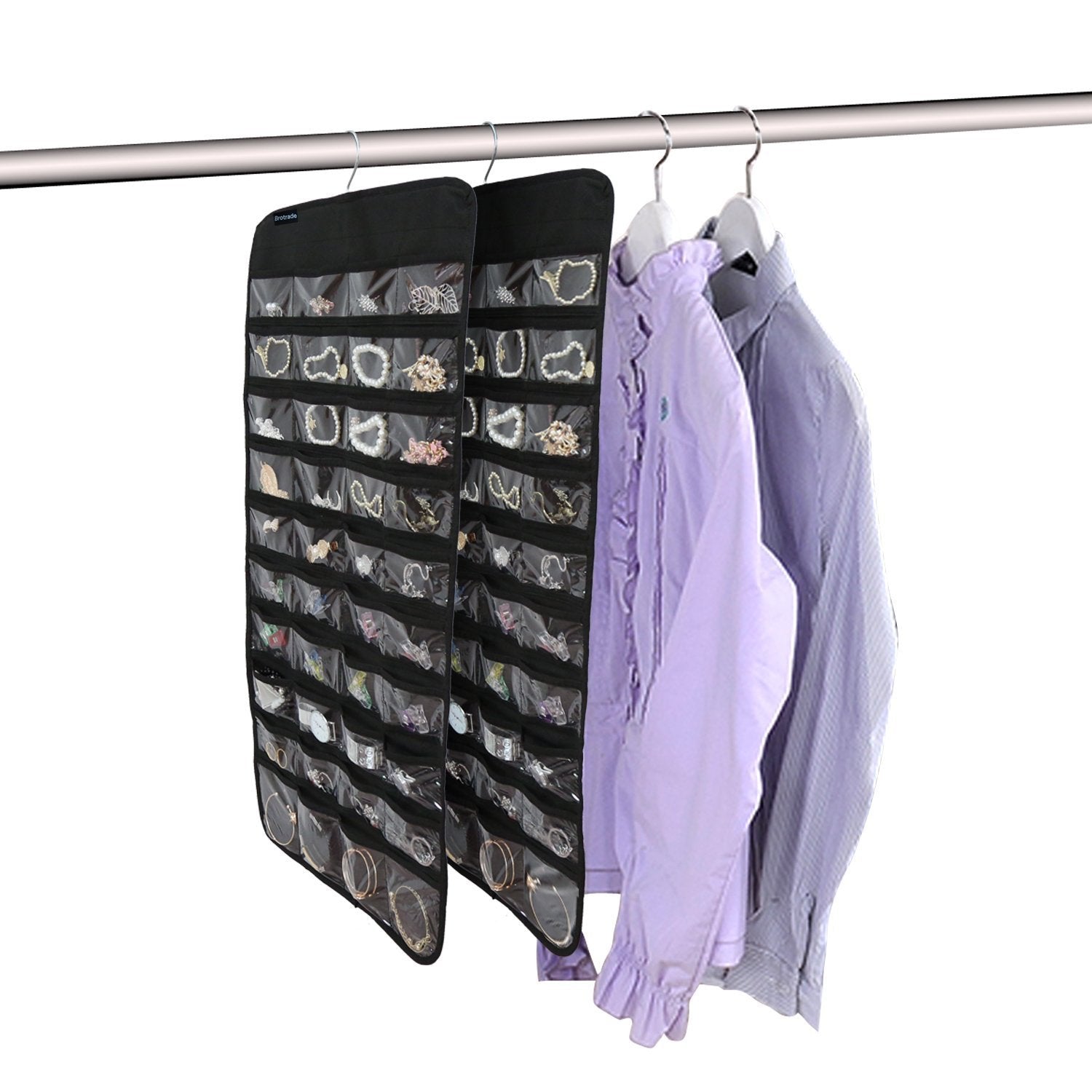 BB Brotrade Hanging Jewelry Organizer,Accessories Organizer,80 Pocket Organizer for Holding Jewelries（Beige）