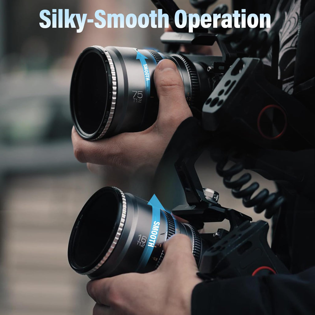 SIRUI Night Walker T1.2 Cine Lens Set, 16mm, 24mm, 35mm, 55mm, 75mm Large Aperture Manual Focus Lens (M4/3 Mount, Black)