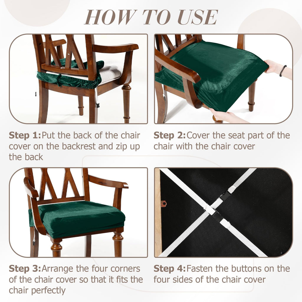 Havawish Large Dining Room Chair Seat Covers with Armrest Dining Chair Slip Covers Protectors(1 Pcs,Beige White)