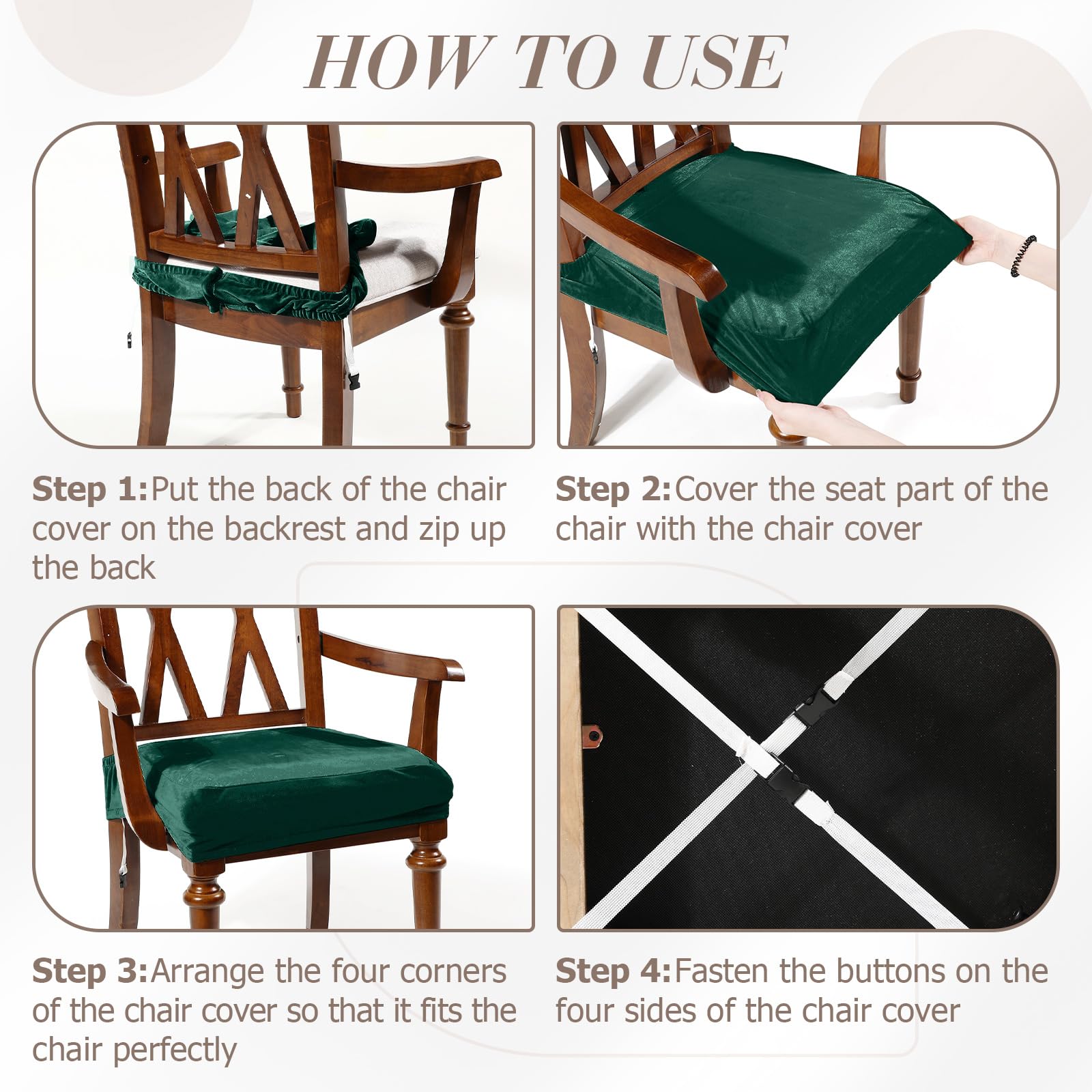 Havawish Large Dining Room Chair Seat Covers with Armrest Dining Chair Slip Covers Protectors(1 Pcs,Beige White)