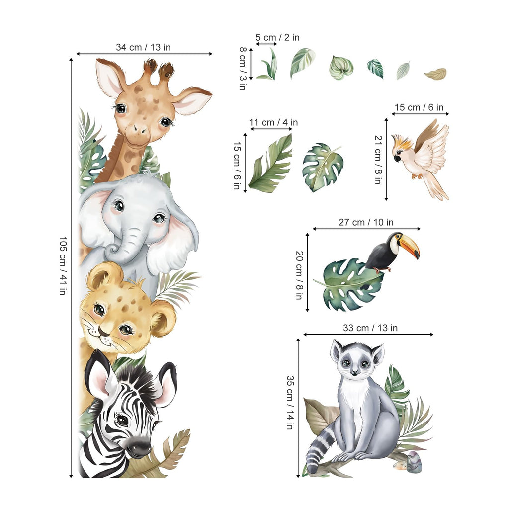 decalmile Jungle Animals Safari Wall Decals Lion Monkey Koala Wall Stickers Baby Nursery Kids Room Toddler Room Wall Decor