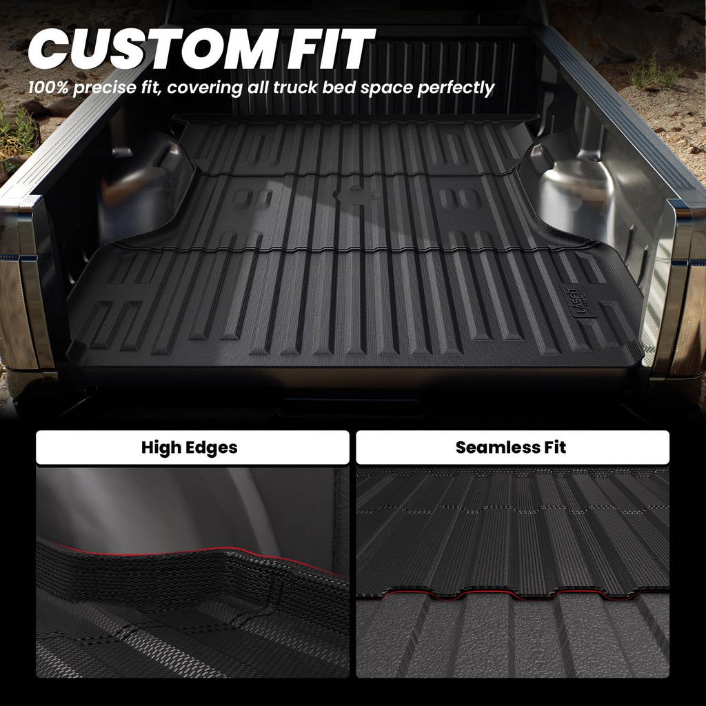 LASFIT Truck Bed Mat for 2009-2016 Ford F250 F350 F450 6.75ft Super Duty 81.9'' Bed Liner(Not fit with Drop-in Bed Liner), TPE 100% All Weather Car Bed Mat for F-250 F-350 F-450,1PCS Black