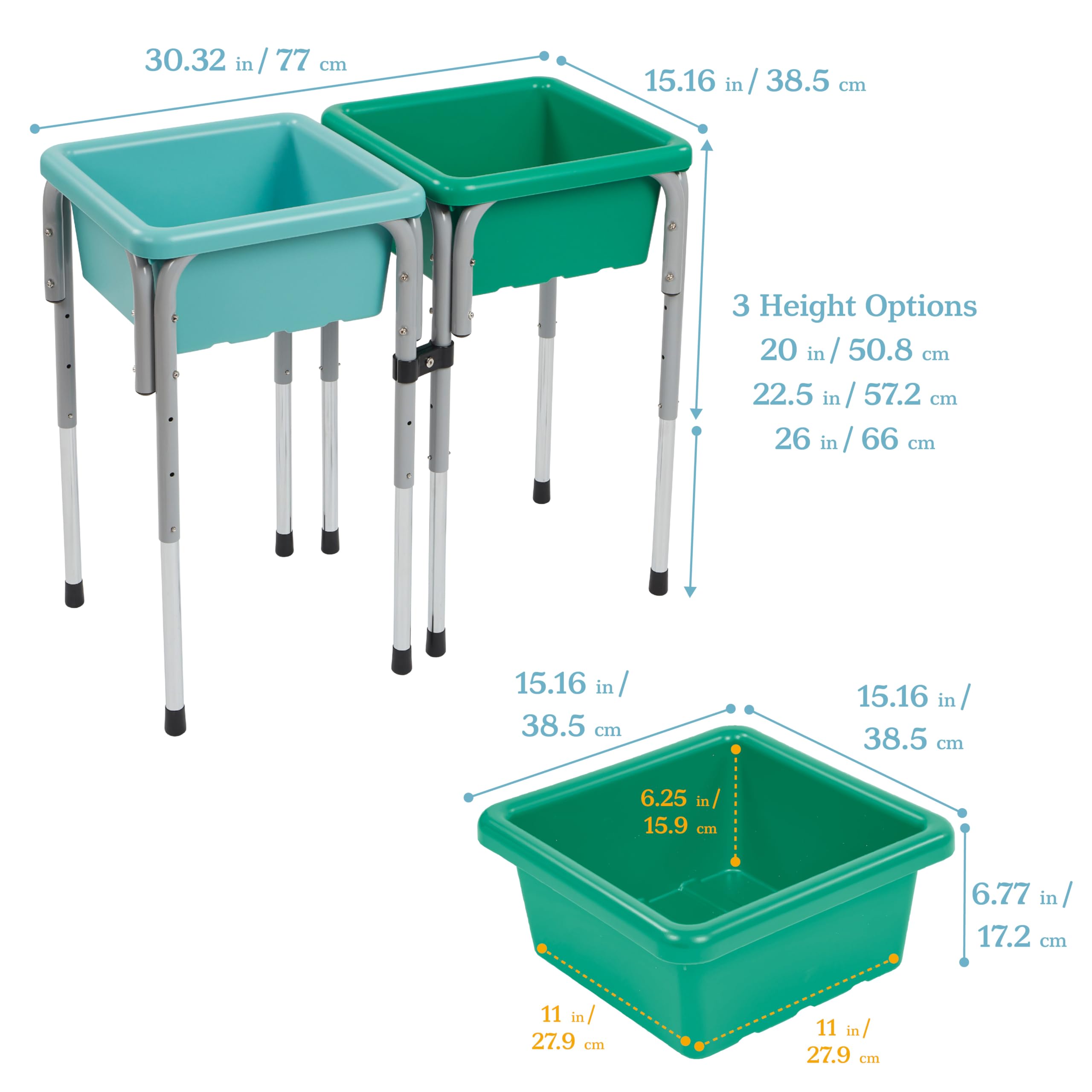 ECR4Kids 2-Station Sand and Water Adjustable Play Table, Sensory Bins, Blue/Red