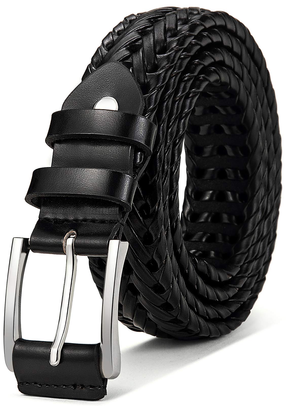 BULLIANT Mens Belts,Leather Woven Braided Belts for Gift Men Casual Jeans Golf
