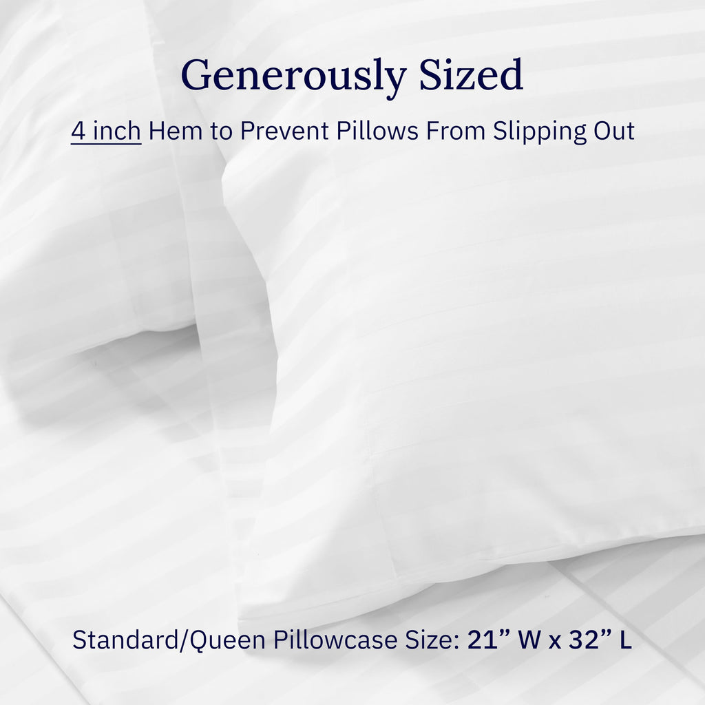 CALIFORNIA DESIGN DEN Soft & Silky 500 Thread Count 100% Cotton is Cool & Smooth, White Pillowcases Queen Size Fits Standard & Queen Pillows (Pure White)