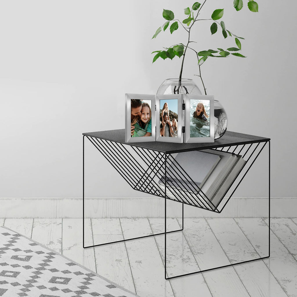 Americanflat Hinged 4x6 Picture Frame with Shatter-Resistant Glass - Double Picture Frames with Engineered Wood - Signature Collection - Photo Frame for Tabletop Display - Black