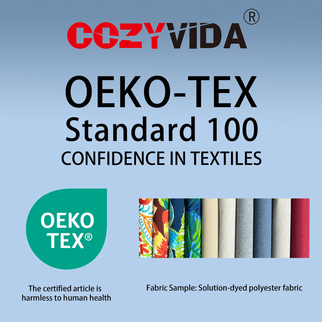 COZYVIDA 5.1" Thick Outdoor Patio Cushions Set of 2, 22"x24"x5.1" Seat, C0 Water-Resistant Breathable Fabric, UV-Resistant 1000+ Hrs, 35D Foam with Recycled Fiber Fill,Beige