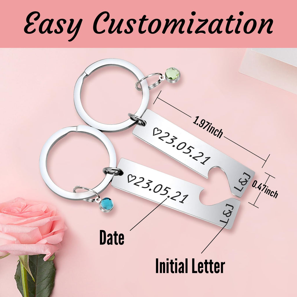 Customized Double-sided Keychain Stainless Steel Personalized Engraved Text Name Keychain Gifts for Men and Women