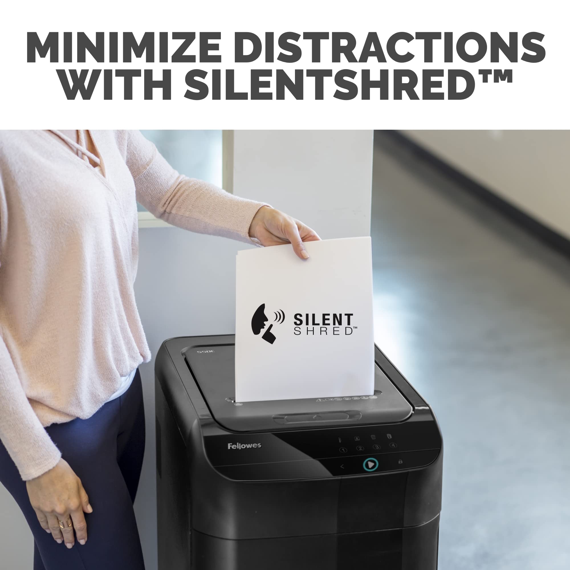 Fellowes AutoMax Micro-Cut 100M Commercial Office Auto Feed 2-in-1 Paper Shredder with 100-Sheet Capacity, Black