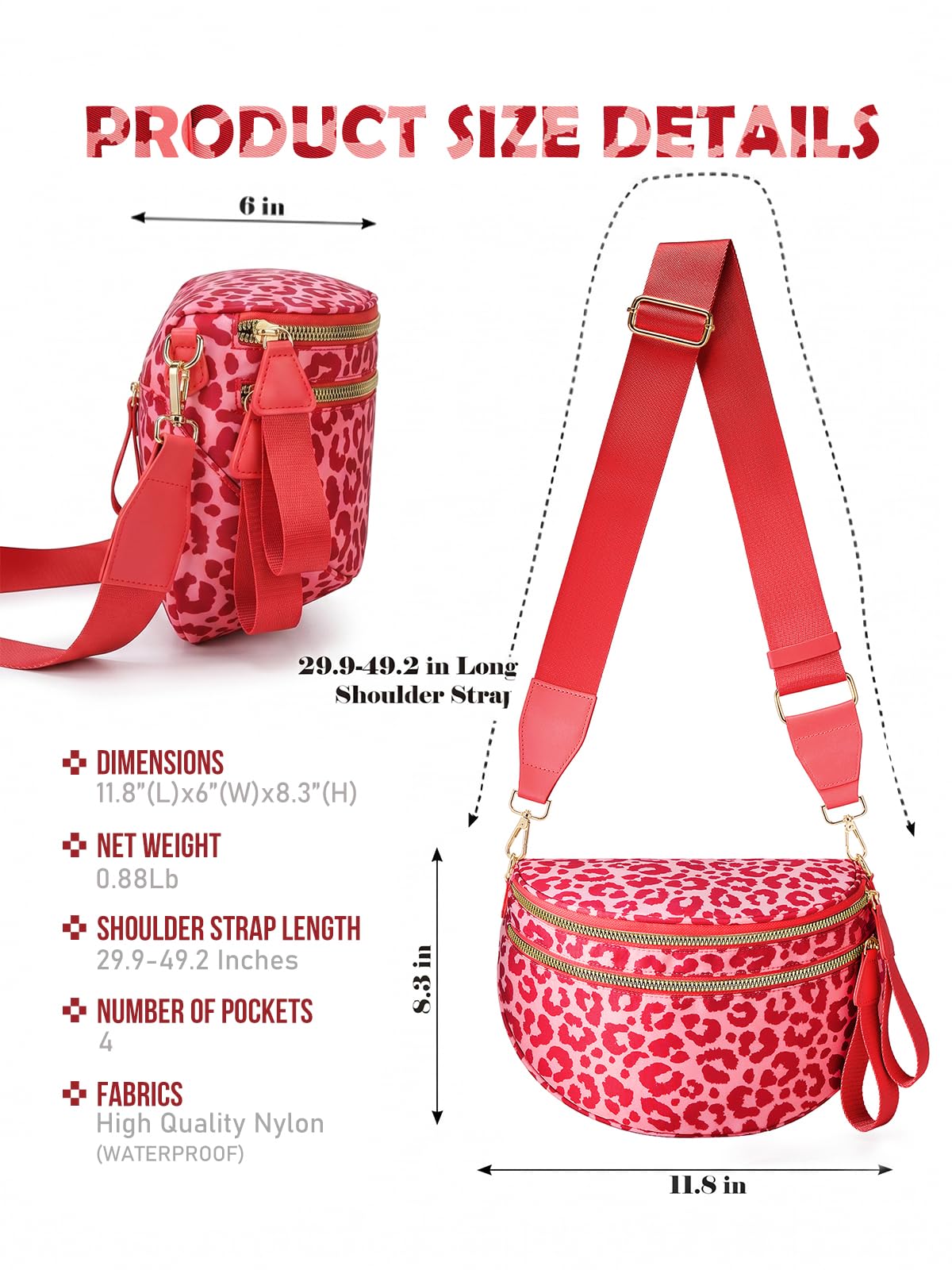 Pure Colour Crossbody Bag Bum Bag for Women,Spacious Purse Fanny Packs Belt Bag,Oversized Bum Bag (Bean Green Leopard Print Bum Bag)