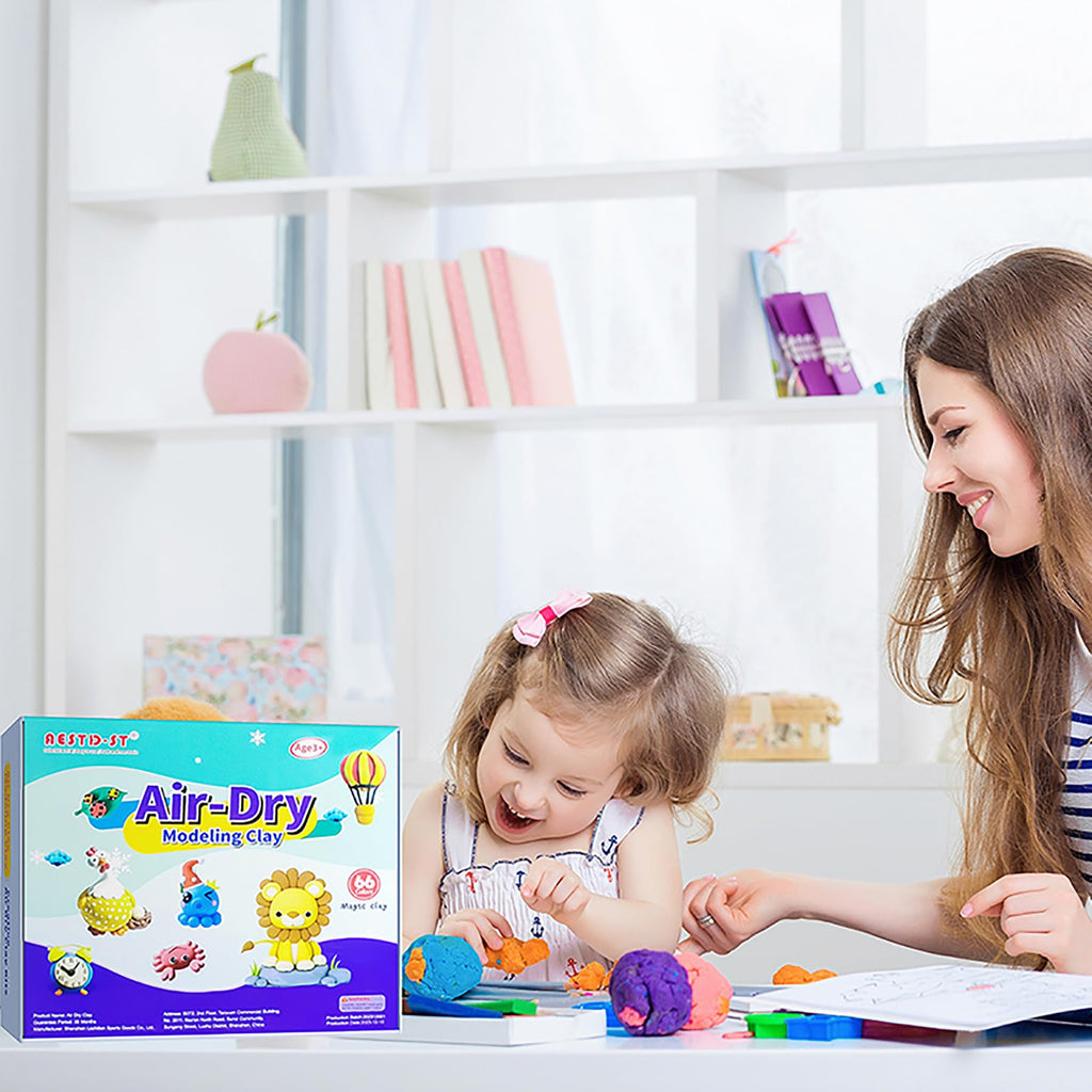 Aestd-ST Air Dry Clay 42 Colors, Modeling Clay for Kids, DIY Magic Clay, Molding Clay Kit with Sculpting Tools, Non-Sticky Soft and Super Light, Arts and Crafts Gift for Boys Girls Kids