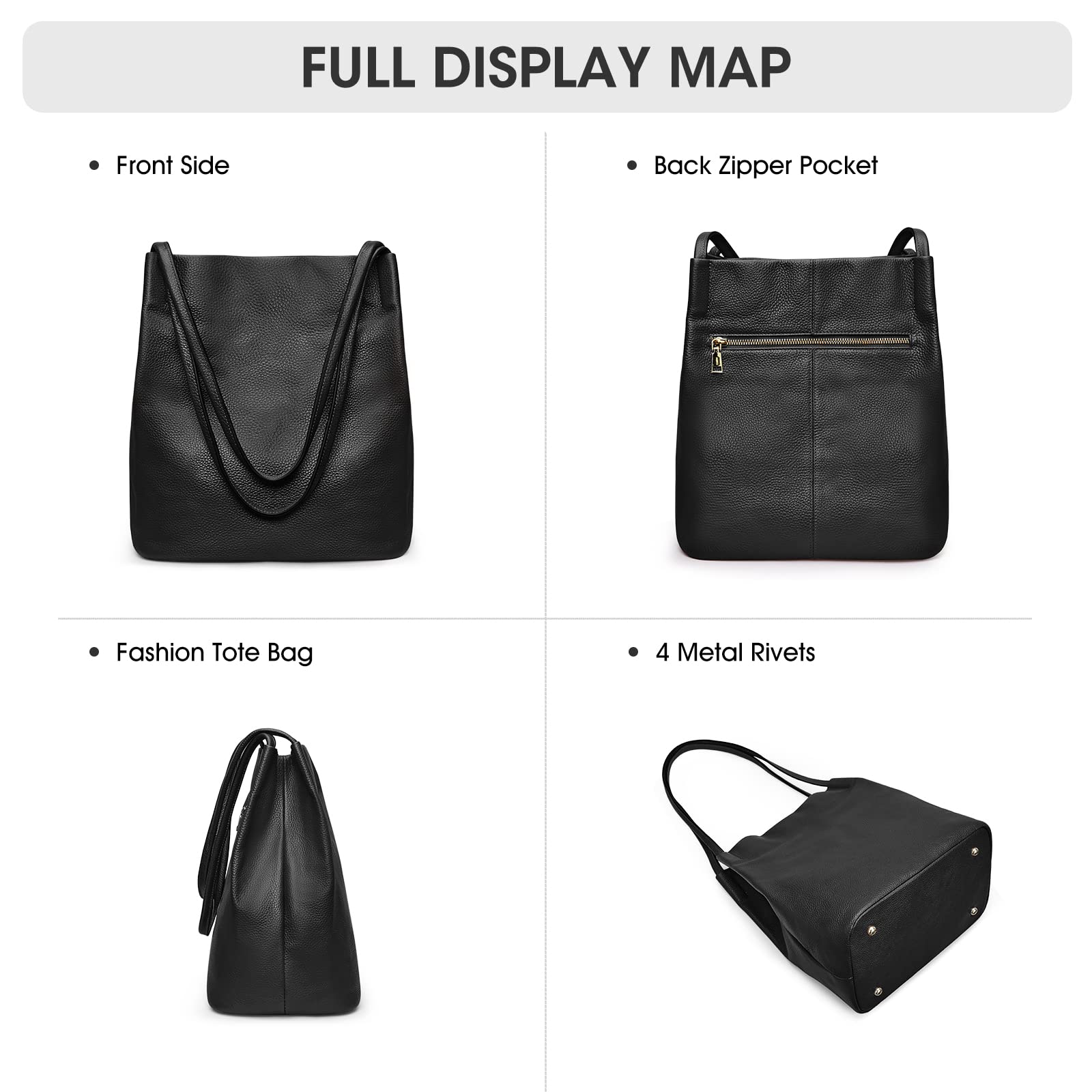 Kattee Women Soft Genuine Leather Totes Shoulder Bag Purses and Handbags with Top Magnetic Snap Closure