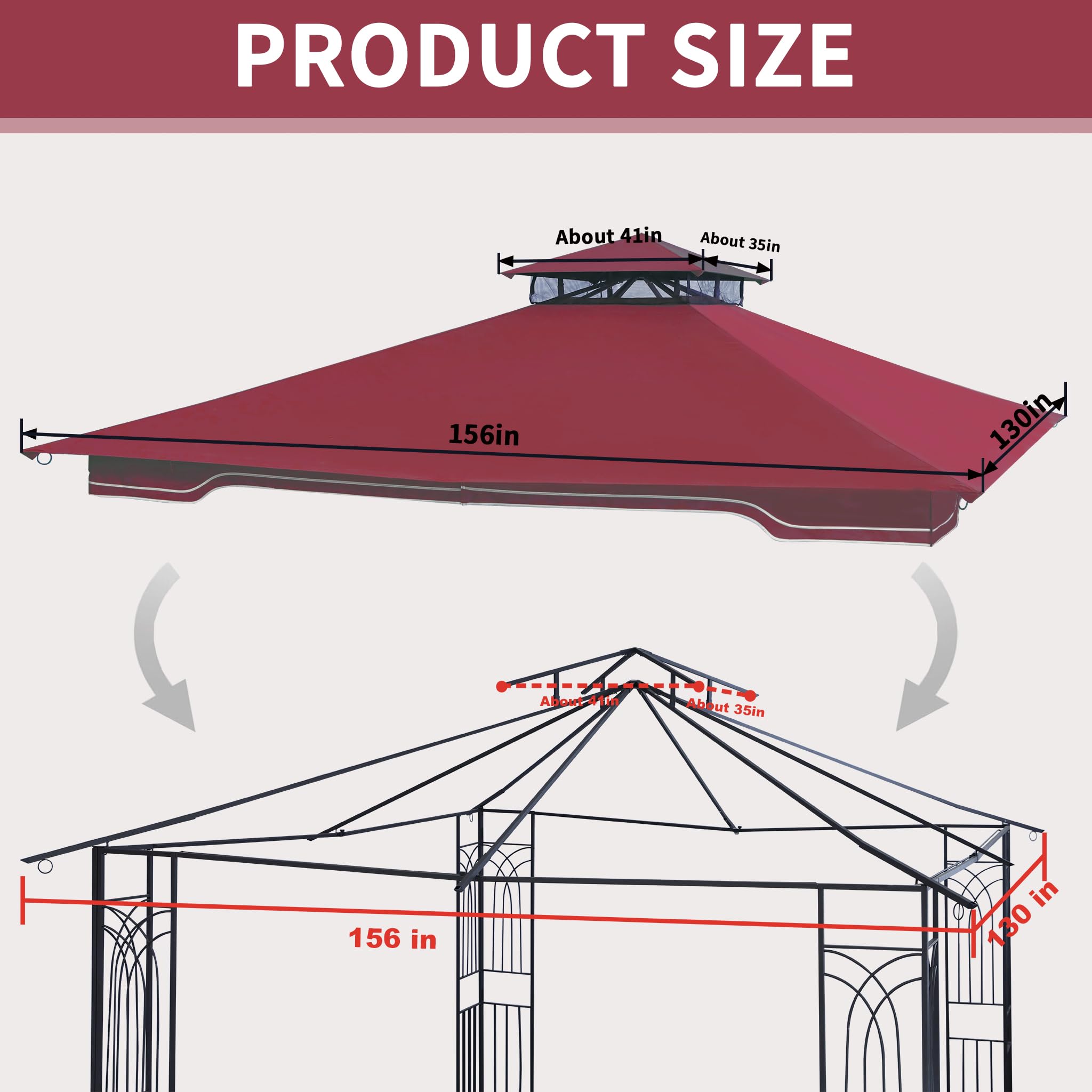 SCOCANOPY Replacement Gazebo Canopy Compatible with 10 x 12 Regency II Patio Gazebo Model L-GZ798PST,A101004104,A101004105,(Forest Green)