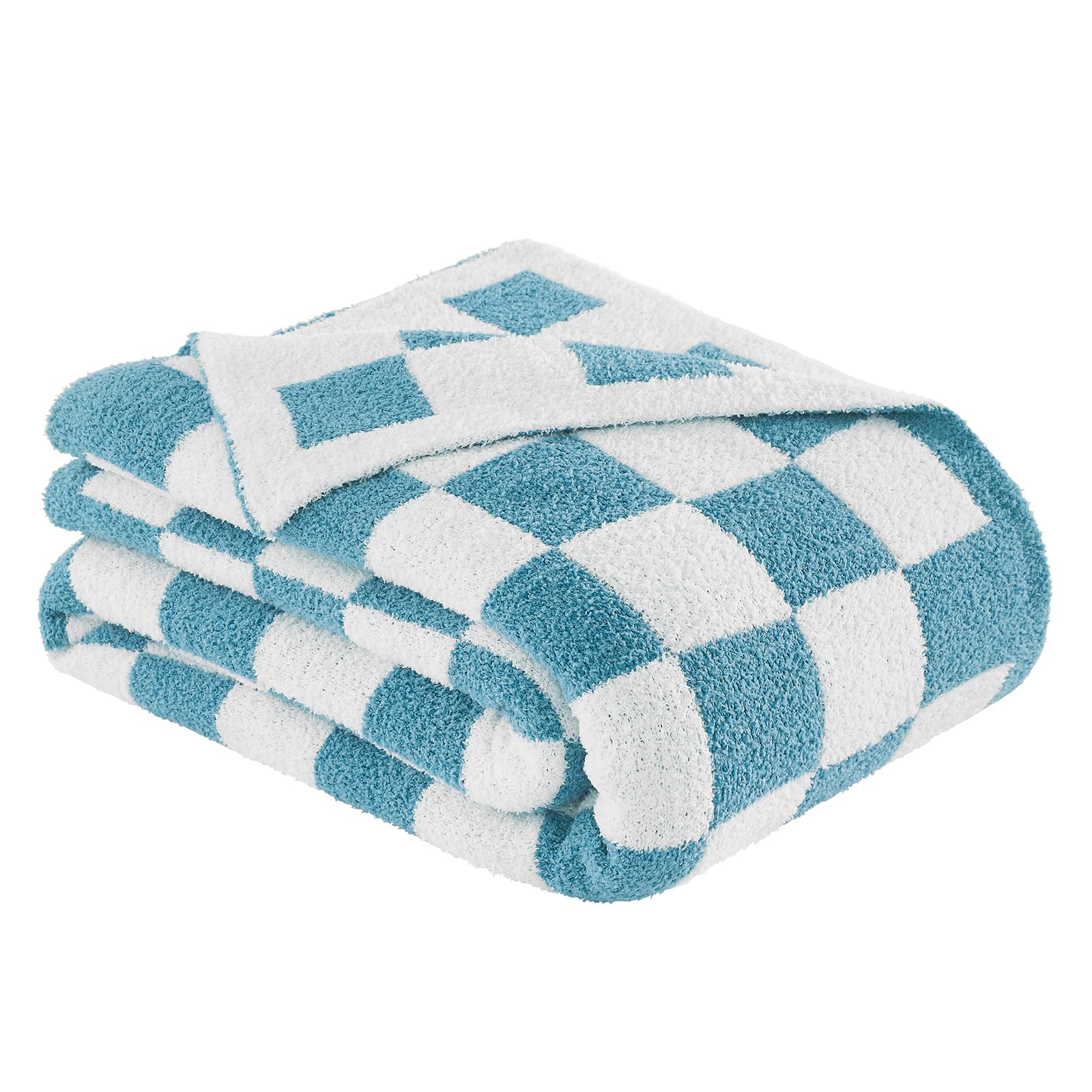 Checkered Throw Blanket, Black Soft Cozy Fluffy Knitted Throw Blankets for Couch, Sofa, Bed, Chair, Warm Fuzzy Travel Picnic Lightweight Plaid Blanket, 50x70 inches