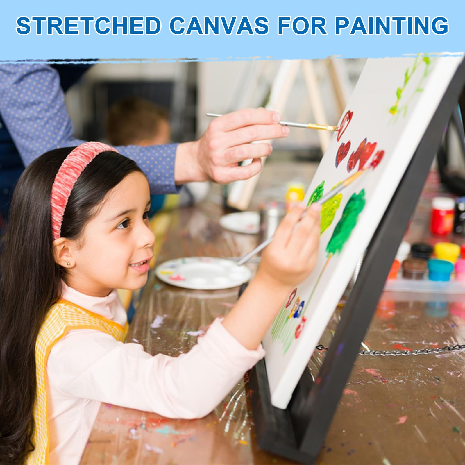 ESRICH Stretched Canvas for Painting 5x7, 48 Pack Small Canvases for Painting 5/8" Profile Primed Acid-Free Blank Painting Canvas for Kids & Artists for Decorations, Painting Parties.