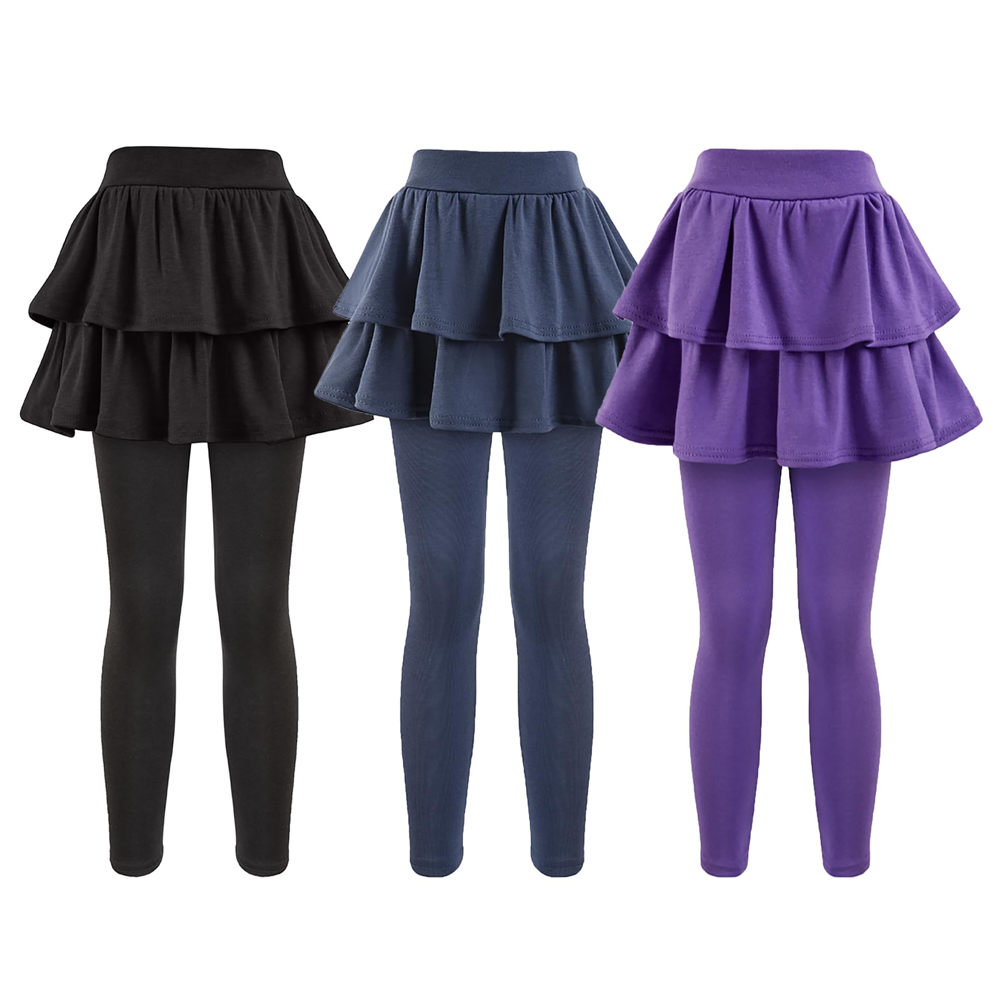 Girls School Uniform Pants Leggings with Skirts Stretch Warm Jegging 4-12 Years