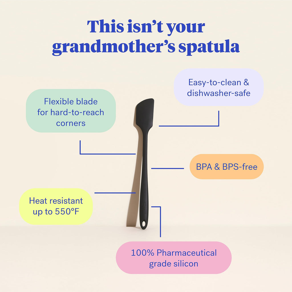 GIR: Get It Right Premium Silicone Spatula - Non-Stick Heat Resistant Kitchen Spatula - Perfect for Baking, Cooking, Scraping, and Mixing - Mini - 8 IN, Black