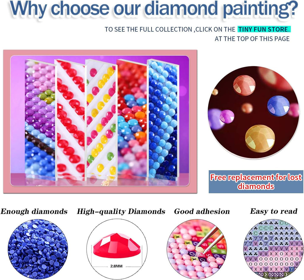 TINY FUN 12 Pack Diamond Painting Kits for Adults 5D Diamond Art Kit Paint by Number for Beginners, DIY Paint with Round Full Drill Diamonds Paintings Gem Art for Home Wall Decor Gift (12X16 Inch