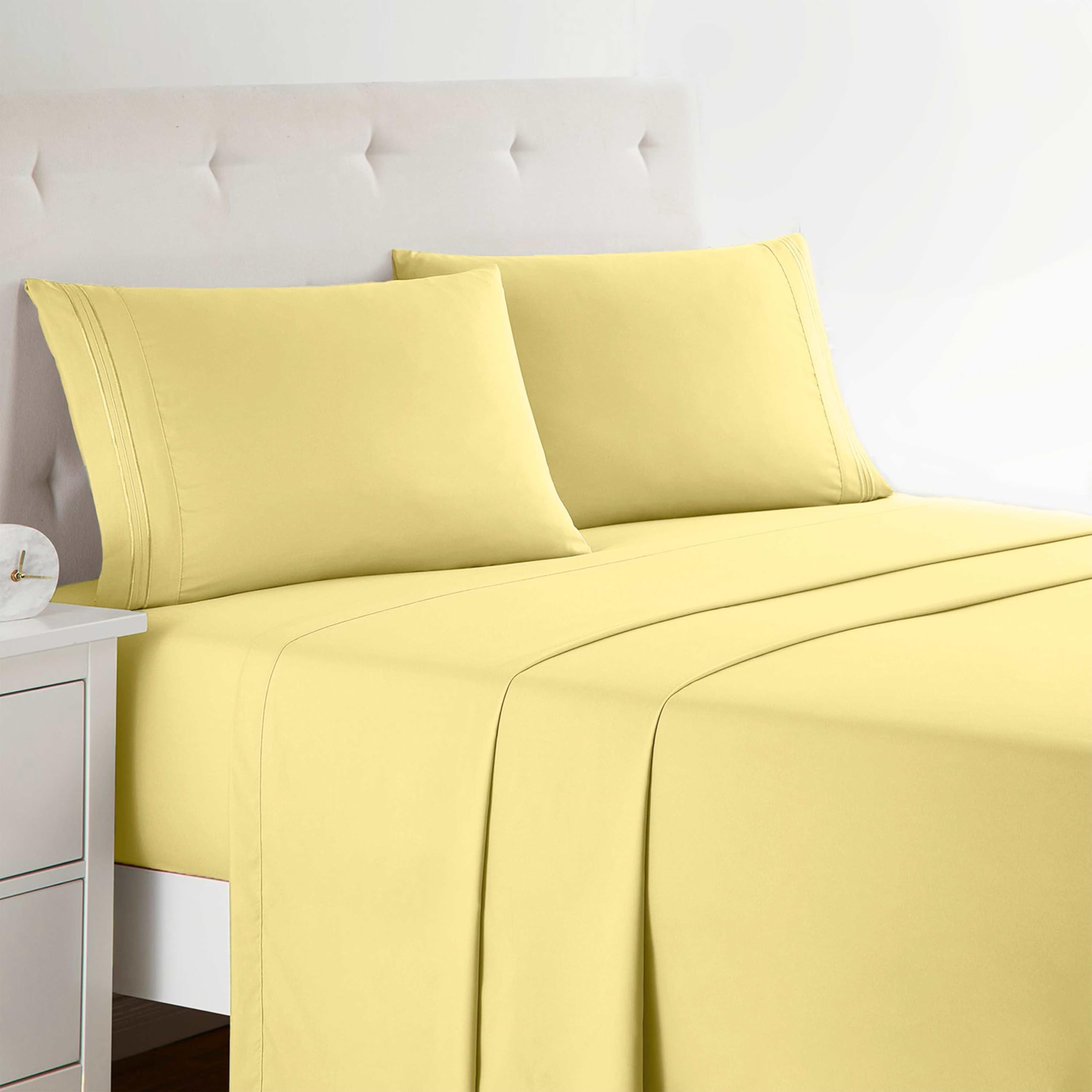 Clara Clark Bed Sheets, Premier 1800 Series 4 Piece Bed Sheet Set, Deep Pocket, Wrinkle, Fade, Stain Resistant, Luxury Soft Bedding Sheets & Pillowcases, Twin, Beach Blue