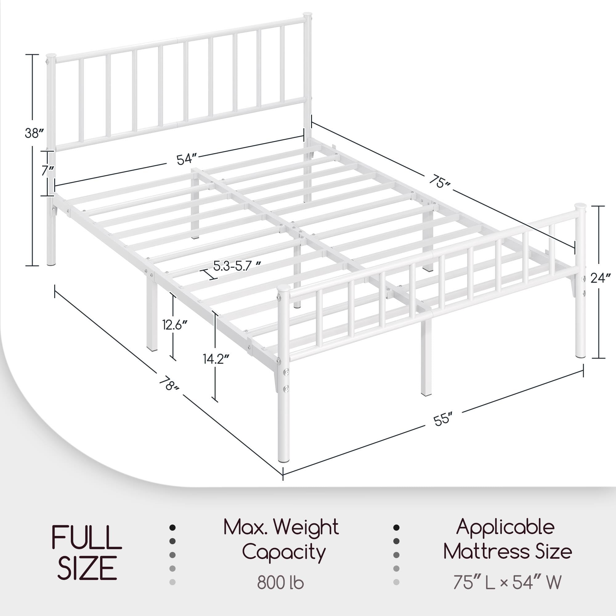Yaheetech Twin Bed Frame Metal Platform Bed Frame Mattress Foundation with Spindle Headboard & Footboard/No Box Spring Needed/14 Inch Underbed Storage/Firm Support & Easy Set up Structure, Black