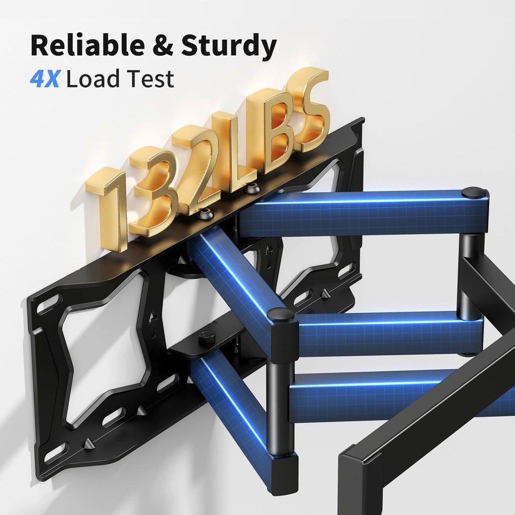 XINLEI Full Motion TV Wall Mount for Most 26"-70" Flat/Curved TV, Swivel Tilt Bracket with Articulating Dual Arms, Support 100lbs, Max VESA 400x400mm, Fits 12”/16" Wood Stud (MA570)