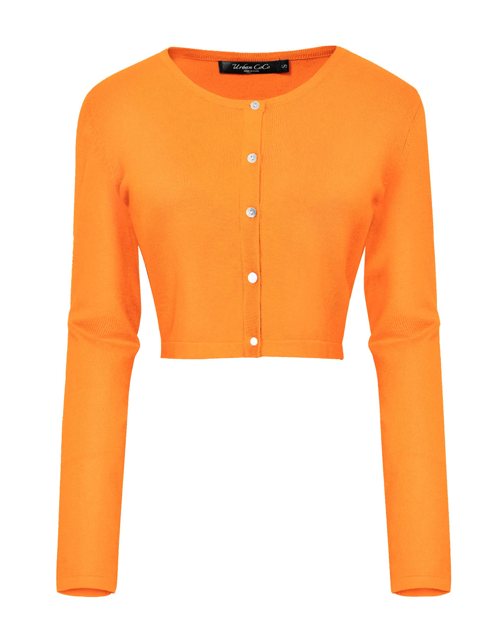 Urban CoCo Women's Long Sleeve Button Up Cropped Cardigan Sweaters for Women Crew Neck Short Bolero Shrug for Dresses