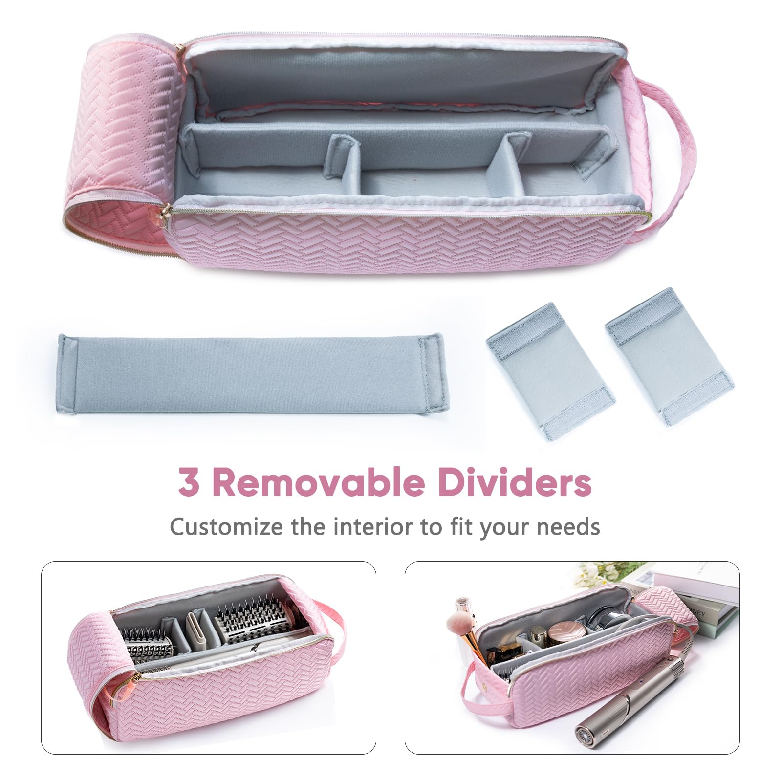 Large Hair Tools Travel Bag with Iron Mat - 2in1 Hair Tools Organizer for Hair Dryer Brush, Flat Irons, Straighteners, Curling Irons, Hair Bag, Makeup Bag, Cosmetic Bag for Travel Essentials