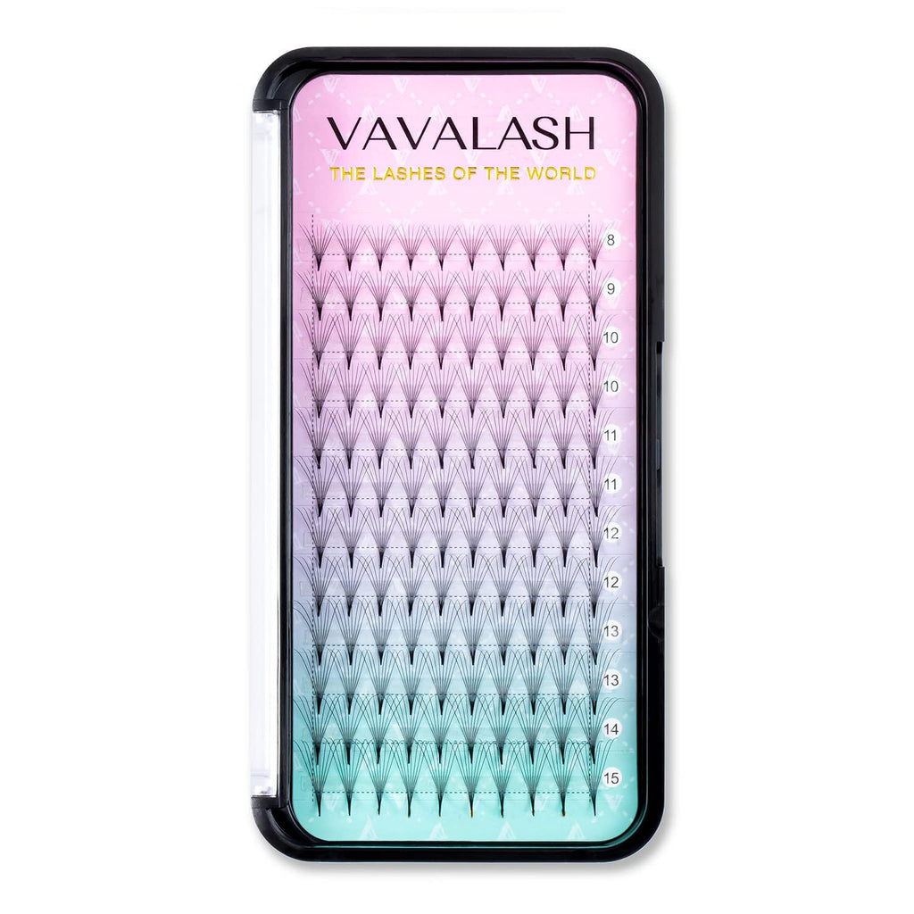VAVALASH Premade Fans Eyelash Extensions 320 Fans 10D 14D 16D 20D 0.03 0.05 0.07 Thickness C/D Curl Middle Stem Premade Fans Russian Volume Lash Extensions (320 Fans-10D-0.03-D-8-15mm)