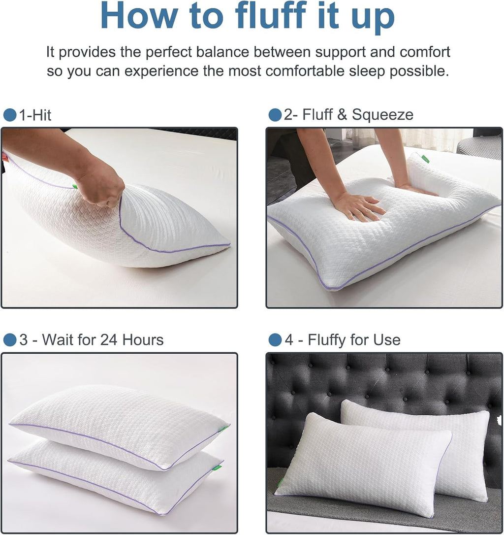 Favorland Cooling Bed Pillows King Size Set of 2 - Shredded Memory Foam Pillows for Sleeping 2 Pack - Gel Pillow Adjustable Firm Pillow Soft Pillows for Side Back Stomach Sleepers