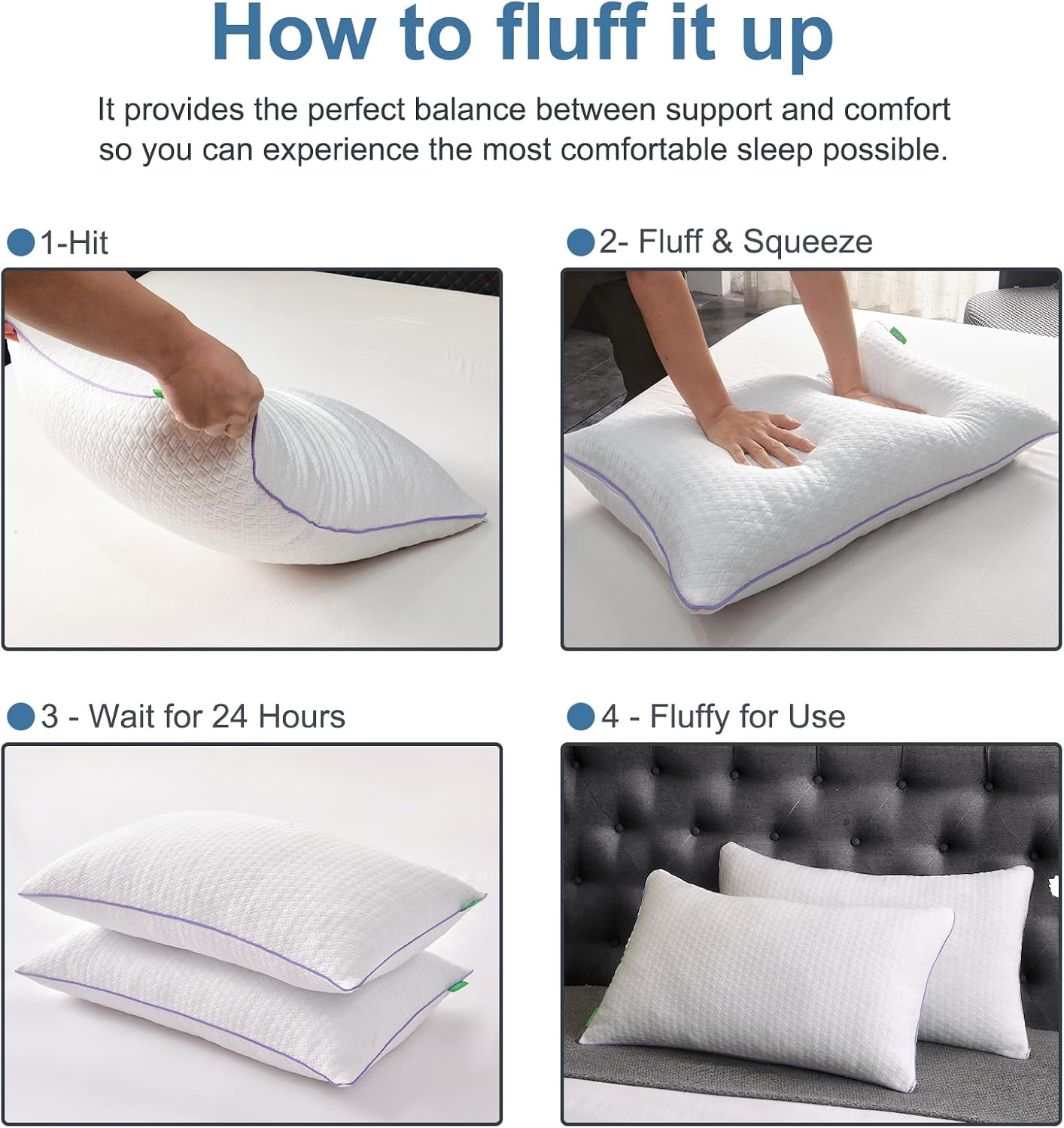 Favorland Cooling Bed Pillows King Size Set of 2 - Shredded Memory Foam Pillows for Sleeping 2 Pack - Gel Pillow Adjustable Firm Pillow Soft Pillows for Side Back Stomach Sleepers