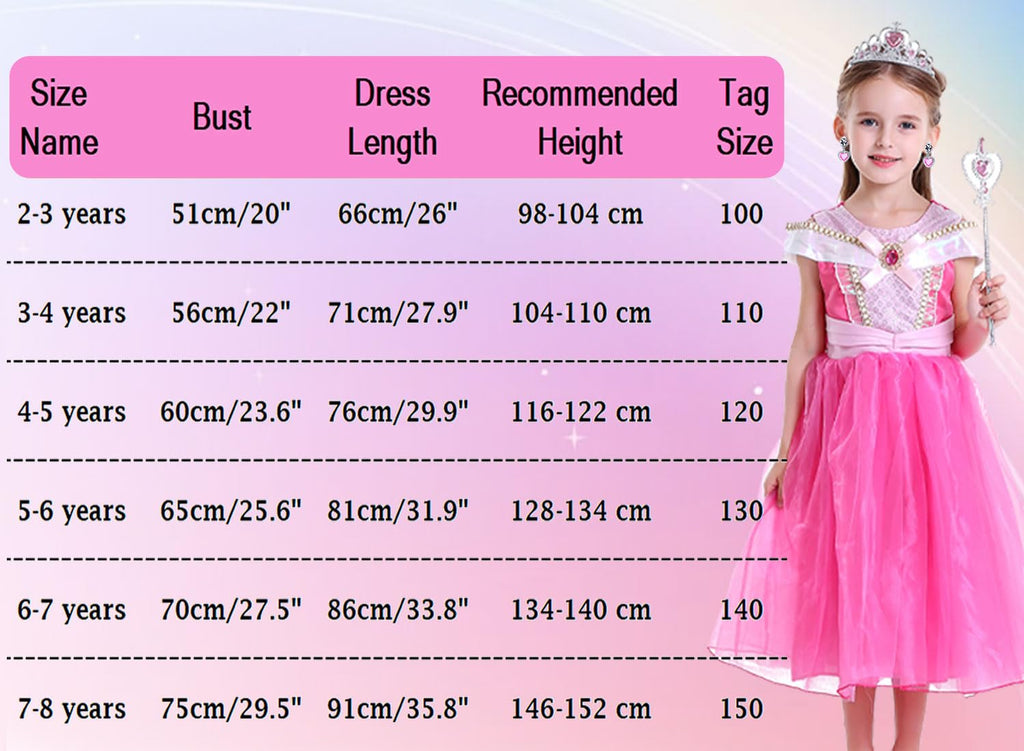 Girls Princess Costume Pink Dress Up Outfit for Halloween Cosplay Carnival Party