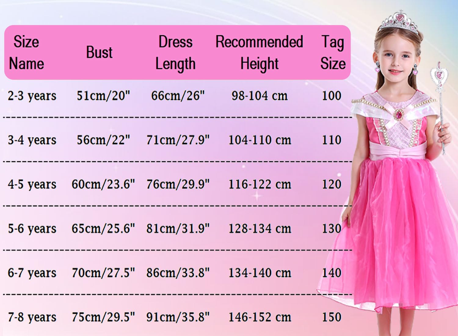 Girls Princess Costume Pink Dress Up Outfit for Halloween Cosplay Carnival Party